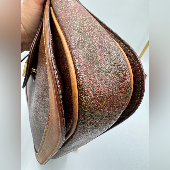 ETRO Milano Paisley Hand Bag PVC Leather Brown Auth# 0729889 - Picture 6 of 15